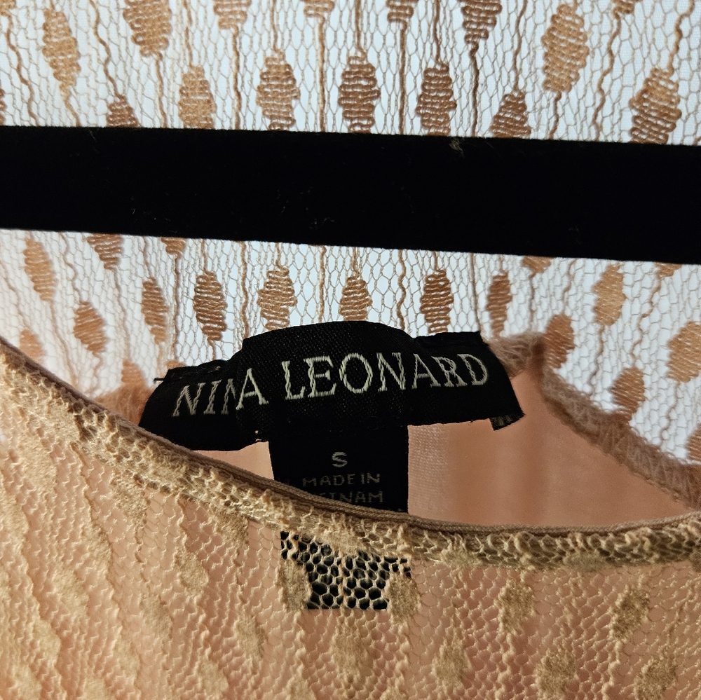 Nina Leonard Peach Lace Short Sleeve Dress - Picture 3 of 8